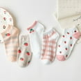 thumbnail image 4 of 5 Pairs Women Ankle Socks Low Cut Thin Sock Lightweight Cute Pattern Color Soft Sock, 4 of 4