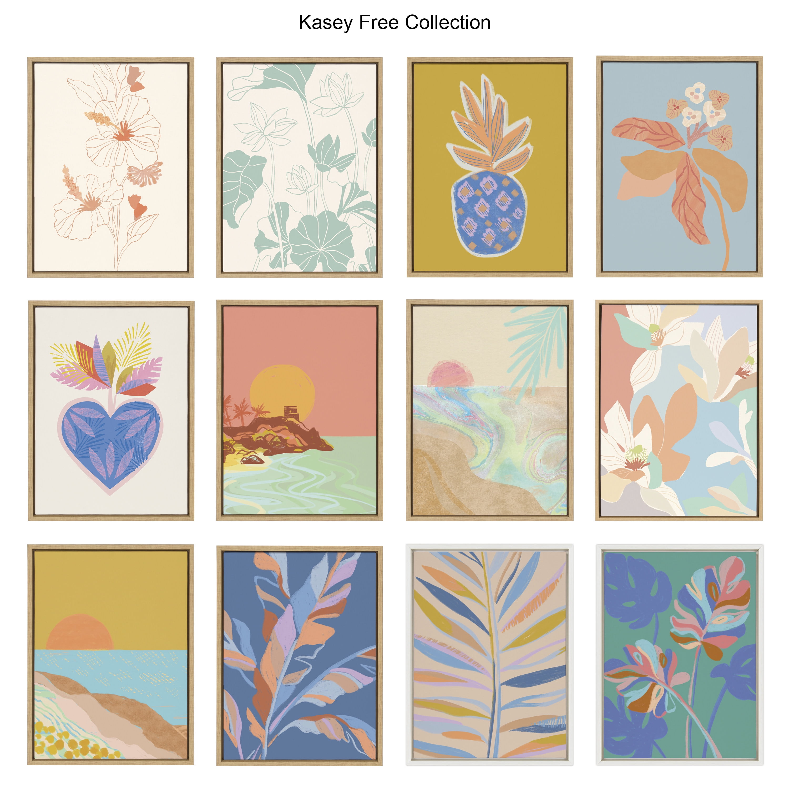 Kate and Laurel Flowers Framed Canvas Art Print, 18" x 24"