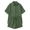 thumbnail image 5 of Short Sets Women Two Piece Sets for Women Button Down Shirt Short Summer Dresses Travel Outfits for Women, 5 of 5