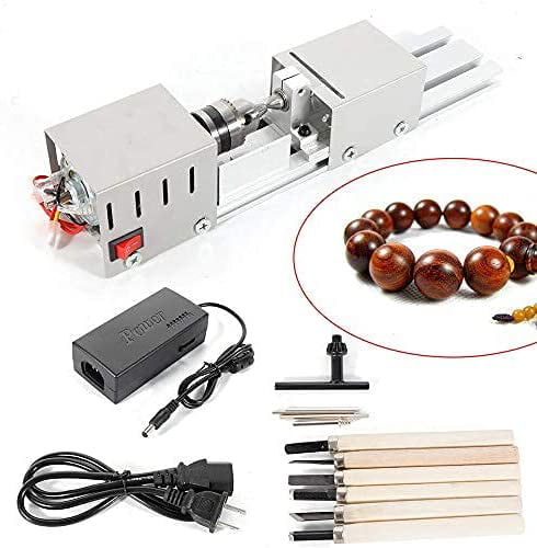 24V 100W Mini Lathe Beads Polisher Machine for Wood Woodworking DIY Rotary Tool 
