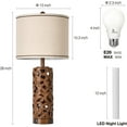 thumbnail image 6 of 27.5" H 3-Way Dimmable Touch Control Table Lamp with USB A+C Ports, Vintage Walnut Finish Resin Bedside Farmhouse Table Lamp Set of 2，for Living Room，Bedroom，Office, 6 of 12