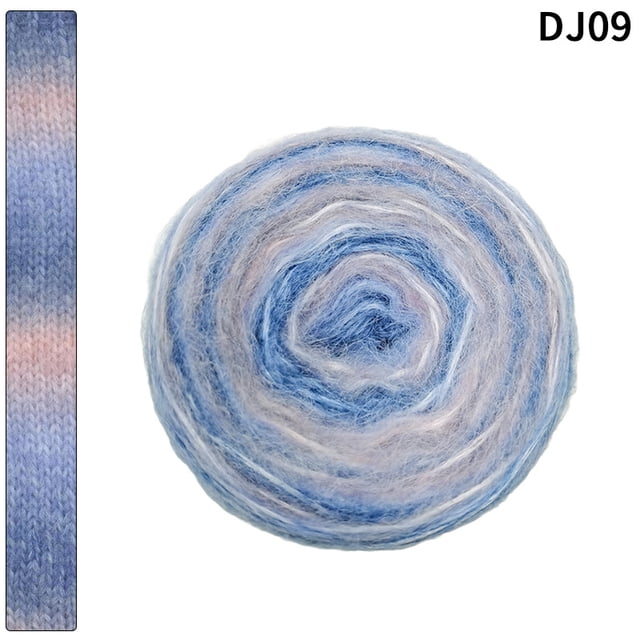 Xiao Hua Hilo Whirl de 100 g, hilo acrílico al 58 % para crochet, kit de crochet con cambio de color suave, hilo grande, E