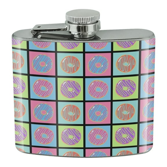 Retro Cute Yummy Donuts Pattern Stainless Steel 5oz Hip Drink Kidney Flask
