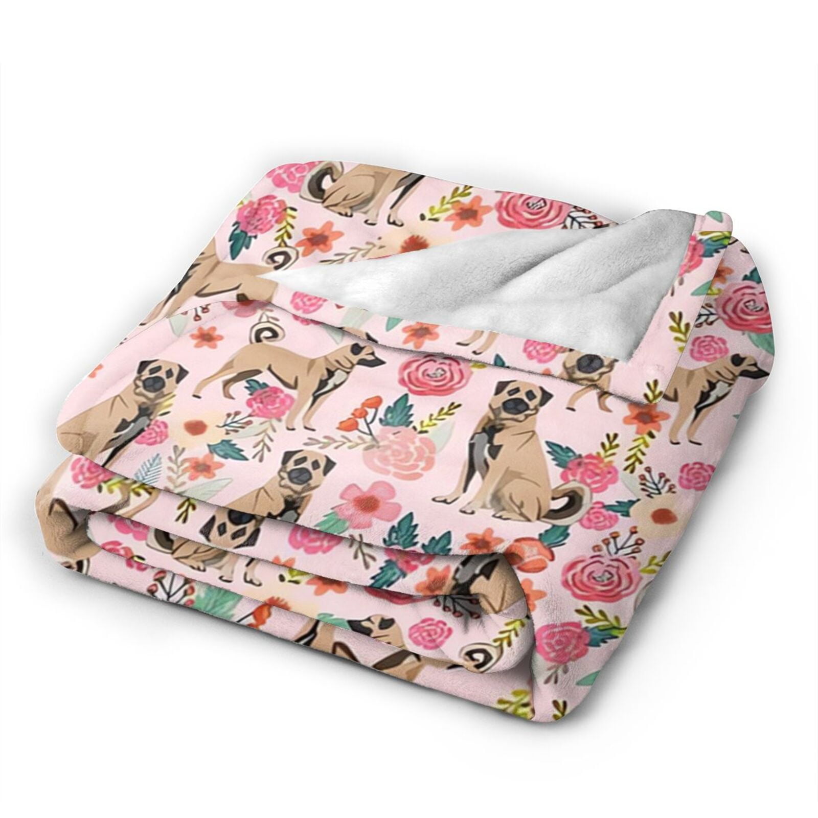 Wijzvio Shepherd Dogs Flower Throw Blanket Soft Fuzzy Fleece Blanket For Couch Bed Living Room Decoration 50"X40"