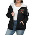 thumbnail image 2 of Gamivast Christmas Fleece Jackets Women 5XL Zip up Hoodies 2025 Fall Winter Trendy Long Sleeve Drop Shoulder Coat with Multiple Pockets Graphic Warm Fashion Clothing, 2 of 5