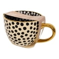 thumbnail image 3 of Taza Thyme & Table de Cerámica con Asa Dorada Diseño de Puntos Grandes Negros 473 ml Blanco, 3 of 4