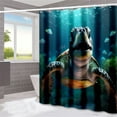 thumbnail image 1 of Diving Sea Turtle Pattern Decorative Shower Curtain Set, Dry Wet Partition Bathroom Curtain With 12 PCS Plastic Hooks 90W X180L, 1 of 9