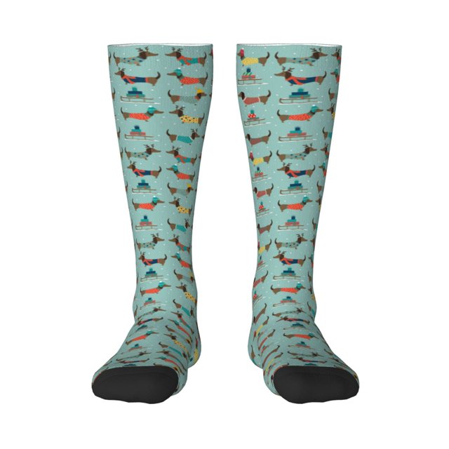 Balery Dachshund Dog Puppy Calcetines novedosos Calcetines deportivos Calcetines hasta la rodilla Calcetines de algodón Calcetines originales y geniales