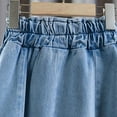 thumbnail image 3 of XIMIN Trendy Denim Skirts for Girls Elastic Waist Pull-On Denim Button Front Jean Skirts Pleated Skirt Teens Girls Cute Summer Casual Clothes Pocket Flowy Skirts (14-15 Years, Light Blue), 3 of 5