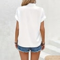 thumbnail image 3 of Jkung Women Shirt Stand Collar Short Sleeve Buttons Placket Casual Shirt Pure Color Summer Work Shirt Travel Daily Wear, 3 of 5