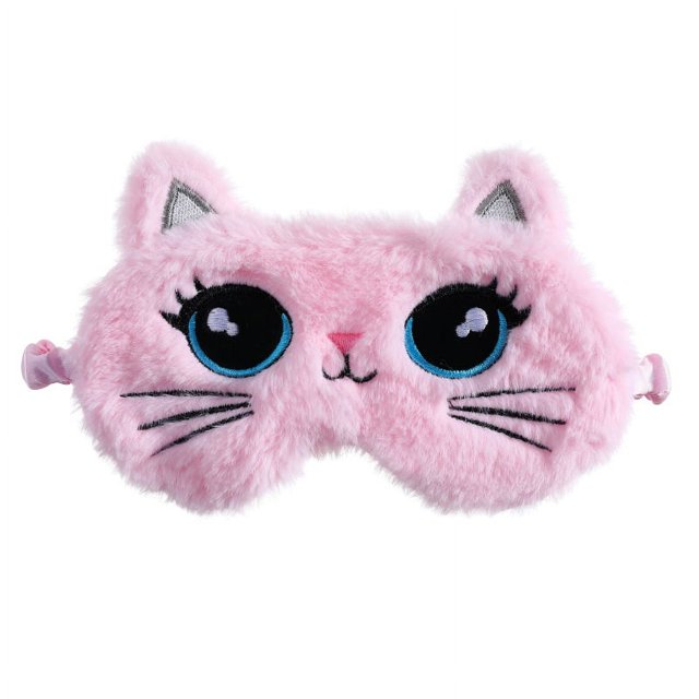Antifaz para dormir de animales lindos, antifaz para dormir de felpa suave, venda para los ojos con ojos de gato y gatito de dibujos animados encantadores para mujeres y niñas, siesta noctur