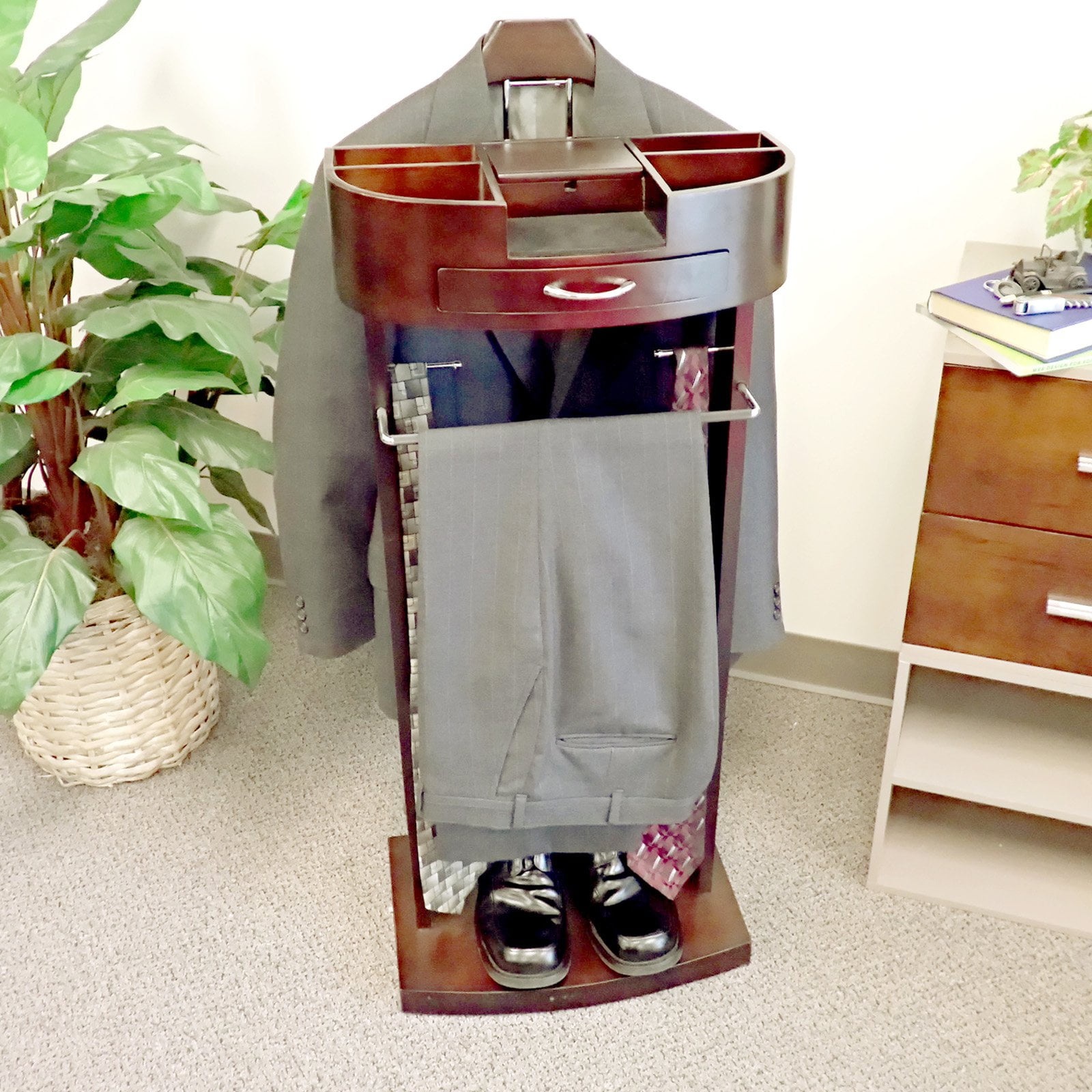 Stand Valet Rack Coat Suit Clothes Hanger Organizer Men ...