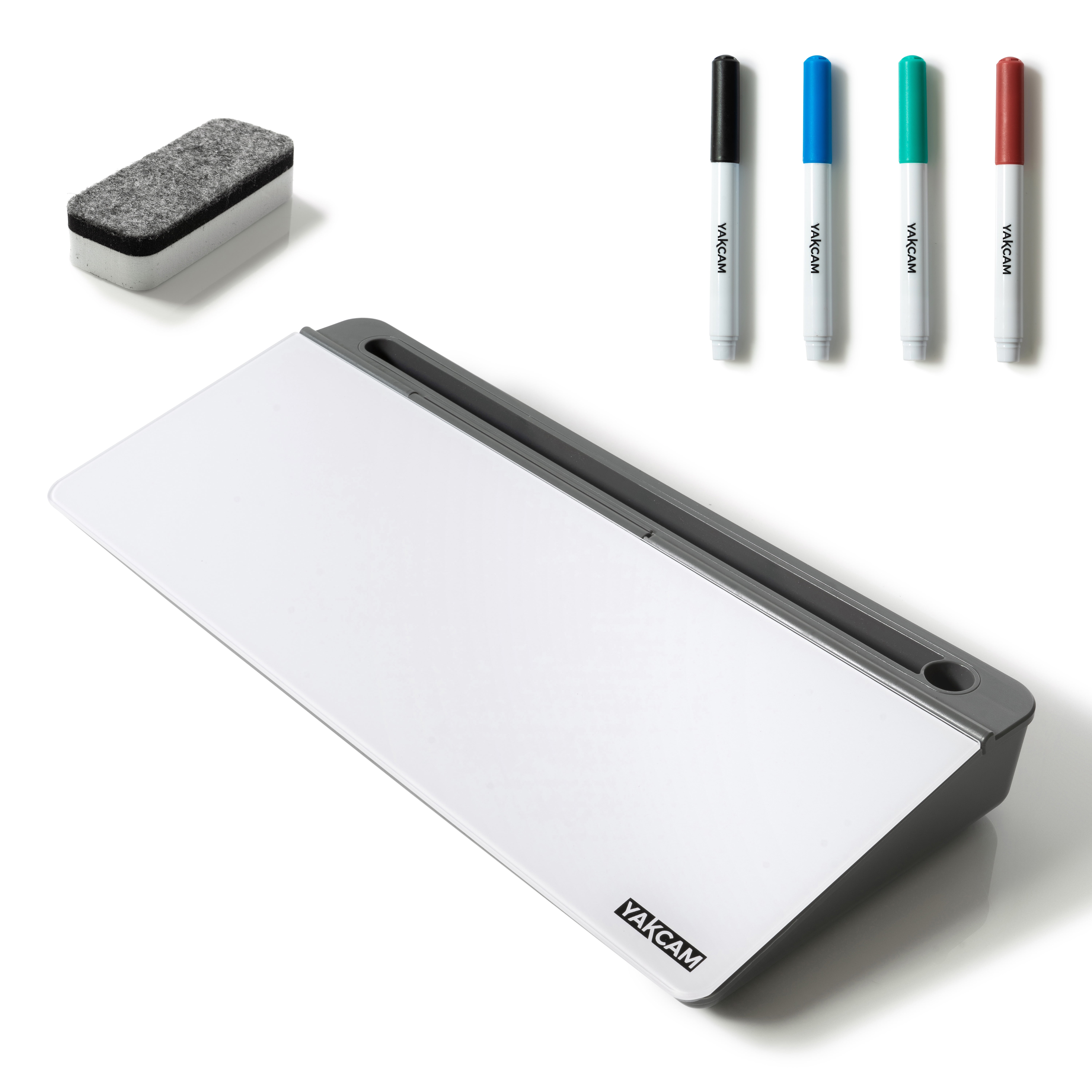YAKCAM Desktop Whiteboard with Storage Organizer, Dry Erase Board