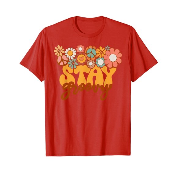 Retro Sunflower Hippie Stay Groovy Positive Mind Happy Life T-Shirt Flower Tee