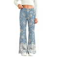 thumbnail image 2 of Auroural Toddler Girls Pants Size 4T Kids Girls Cute Flower Lace Print Soft Elasticity Casual Flared Trousers Pants, 2 of 8