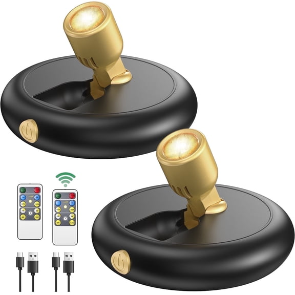 SZRSTH LED Spotlight Indoor - 2Pack Battery Spot Light with Dimmable Timer Remote for Wall Display Painting Dartboard Artwork Accent