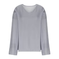 thumbnail image 6 of Contemporary Women's Fashion Plus Size Women's Solid V-Neck Long Sleeved Casual Pullover Loose Blouses Shirt, 6 of 8