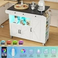 thumbnail image 7 of HAUXITIO 39.4" Kitchen Island with Drop Leaf,Power Outlet & LED Lights,Rolling Cart with Spice Rack and Drawer,White, 7 of 7