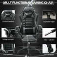 thumbnail image 6 of Game Chair, Adult Electronic Gaming Chair, Ergonomically Designed, PU Leather, Lounge Chair with Footstool and Waist Support, Office Chair, Gray, 6 of 9