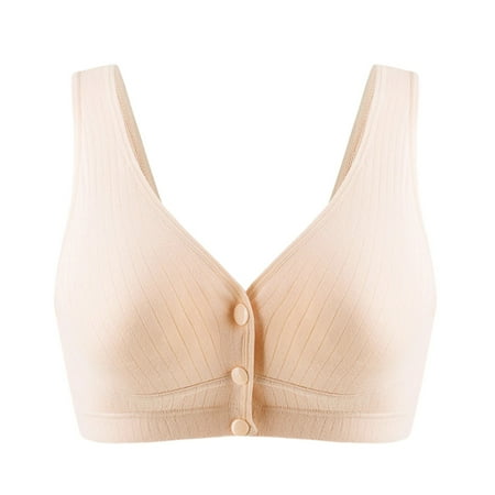 

CLZOUD Woman s Bras Khaki Women s Breastfeeding Gather Breastfeeding Bra Pregnancy Vest Breathable Front Open Button No Steel Ring Bra L