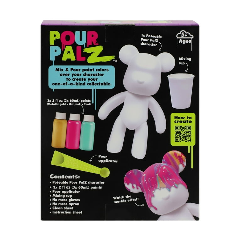 Pour Palz 9” Bear, Golden Dream, DIY Paint & Pour Craft Kit for Kids Ages 5+
