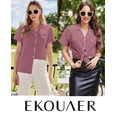 thumbnail image 5 of Ekouaer Womens Cotton Pajamas Set Classic Short Sleeve Pjs Set Soft Button Down Sleepwear Loungewear, 5 of 6