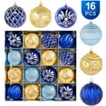 thumbnail image 5 of Twfbrm 16 Pcs Christmas Tree Balls Ornaments, 3.15" Blue & Gold Shatterproof Plastic Decorative Ball Pendants, 6 Style Glitter Xmas Tree Hanging Baubles Christmas Decorations for Home Party, 5 of 9