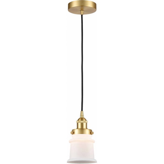 616-1PH-SG-G181S Innovations Lighting Canton - 1 Light Mini Pendant In Industrial Style-10 Inches Tall and 6 Inches Wide-Satin Gold Finish-Matte White