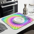 thumbnail image 3 of Colorful Tie Dye Pattern Dish Drying Mat for Kitchen 1 Pack, Ultra Absorbent Microfiber Dishes Drainer Mats,16"x18", 3 of 6
