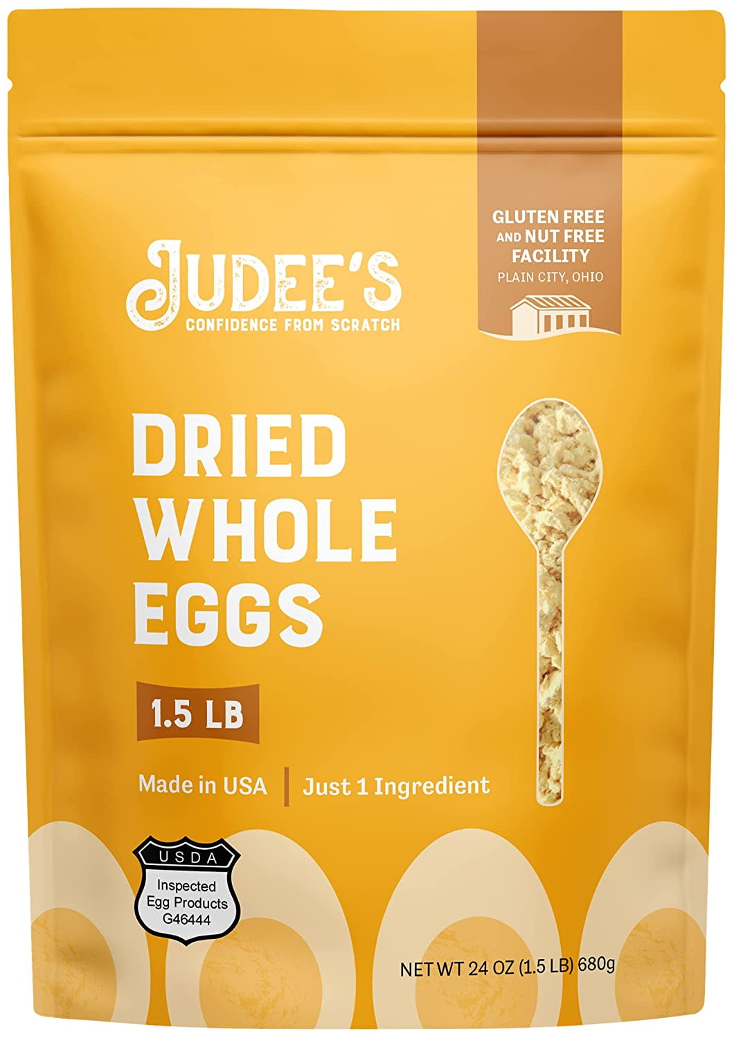 Judee's Gluten Free Whole Egg Powder 1.5lb (24oz) Pasteurized