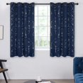 thumbnail image 2 of Cortinas opacas Deconovo con estampado de rombos plateados, aislantes térmicos, para habitación infantil, azul marino/plateado, 132 cm de ancho x 160 cm de largo, 2 of 8