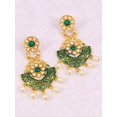 thumbnail image 2 of Crunchy Fashion Bollywood Jewellery Traditional Ethnic Bridal Bride Wedding Bridesmaid Gold-plated Green Choker Kundan Studded Dangler Earrings, 2 of 4