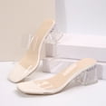 thumbnail image 7 of KEGIRLOM Women's Versatile Transparent Upper Toe Heel Plus Size Spring/Summer Trendy And Comfortable Sandals. White 7.5, 7 of 7