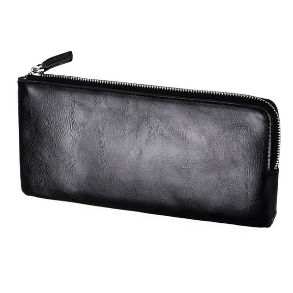 BESTYASH Men's Black Wallet with Zipper, Large Capacity Money Storage Pouch, and Stylish