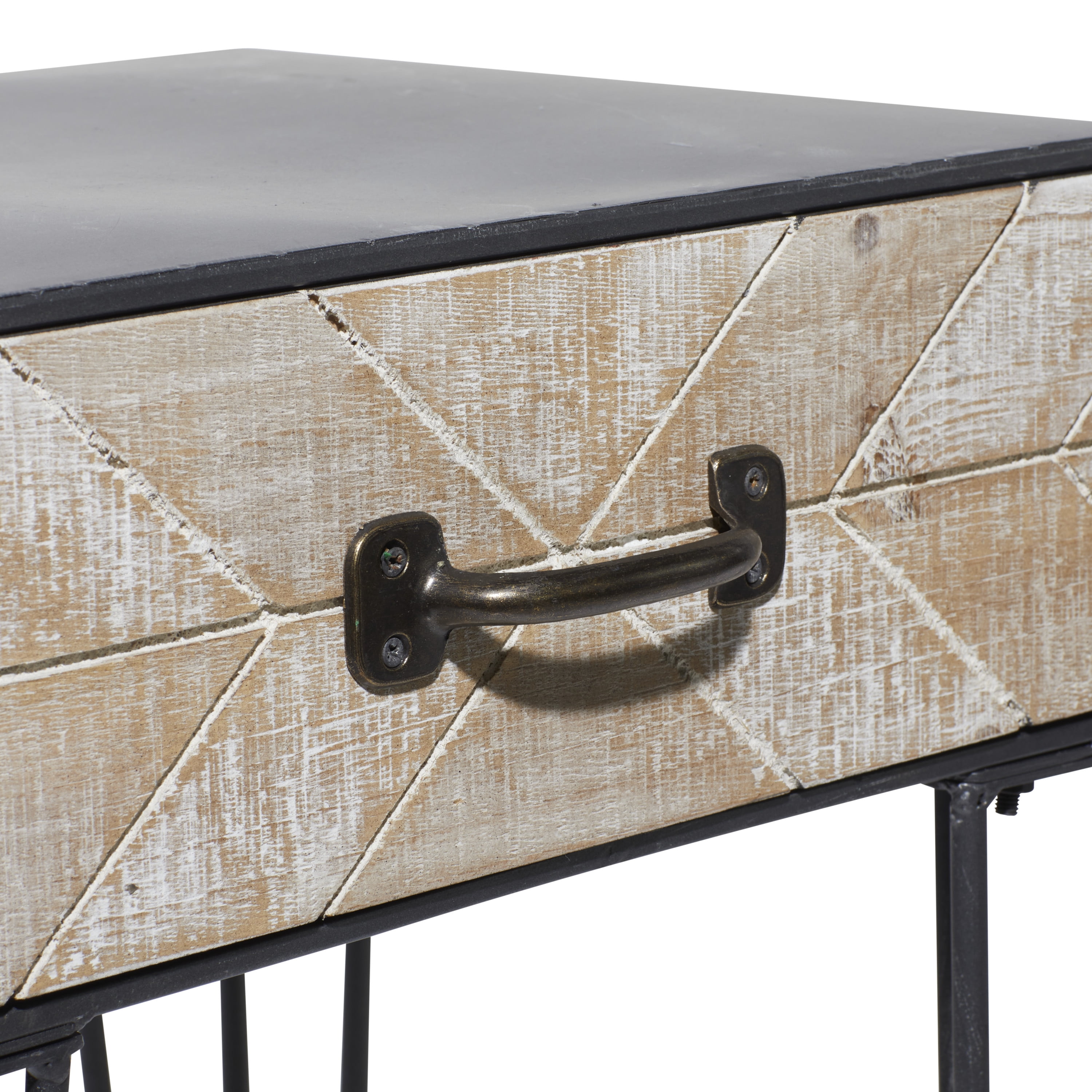 DecMode 17" x 26" Black Metal Single Drawer Accent Table, 1-Piece