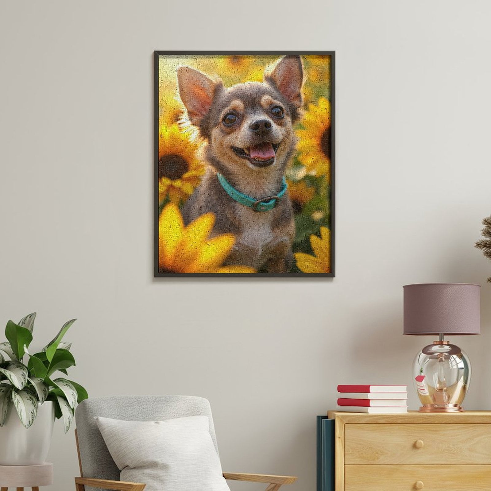 Paint By Numbers Kit for Adults Beginner - Dog Sunflowers Joyful Smile DIY Canvas Painting Kits for Adults, Frameless Paint By Number for Adults for Home Wall Decor 16x20 Inch