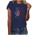 thumbnail image 2 of Fartey Red White and Blue Shirts for Women American Flag Sunflower Graphic Tees 4th of July Short Sleeve Tops Independence Day Crew Neck T Shirt Navy S, 2 of 4