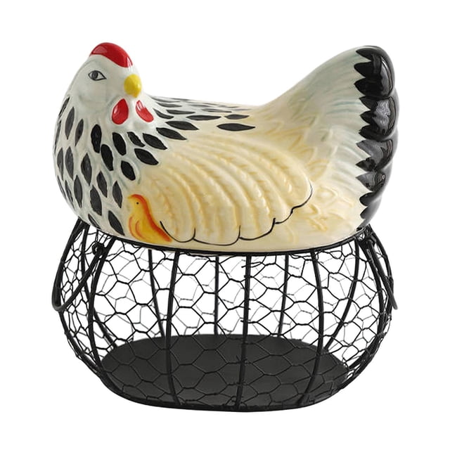 Cesta para huevos de gallina, contenedor de almacenamiento de huevos, decoración decorativa de cocina, soporte para huevos de gallina, soporte para hierro colorido