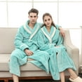 thumbnail image 5 of TIWEKE His and Hers Robes Flannel Long Length Matching Robes for Couples Thickened Warm Bathrobe Plus Size Shower Robe (Mint Green,3XL), 5 of 6