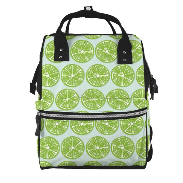 Easygdp Green Lemon Slices para Bolsa de Bebé de Gran Capacidad con Múltiples Bolsillos, Bolsa de Pañales para Padres, Bolsa de Viaje Organizada y Elegante