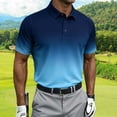 thumbnail image 5 of Pisexur T-shirt à Manches Courtes pour Homme Chemise à Col à Revers Décontractée à Boutons Imprimée Dégradée pour Homme Bleu Pâle,L, 5 of 5