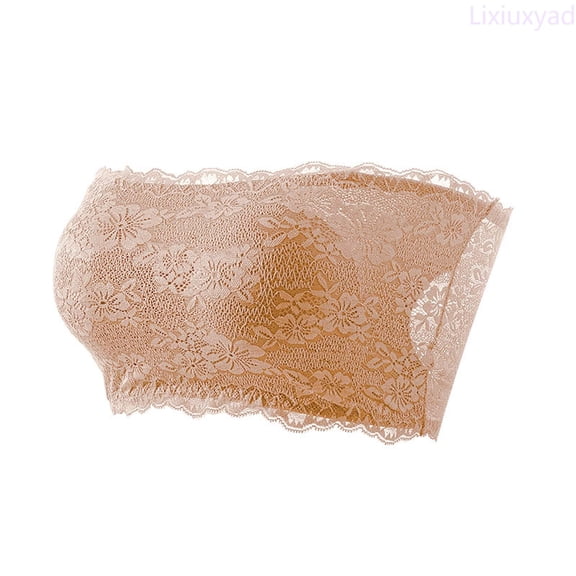 Lixiuxyad Comfortable And Transparent Shoulder Strap Cordless Backless Spongeless With Convertible Shoulder Straps,Bras for Women Beige L