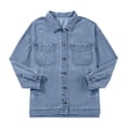 thumbnail image 3 of Tqcoqu Women's Jean Jacket Oversized Boyfriend Button Up Long Sleeve Split Trendy Denim Jackets, 3 of 9