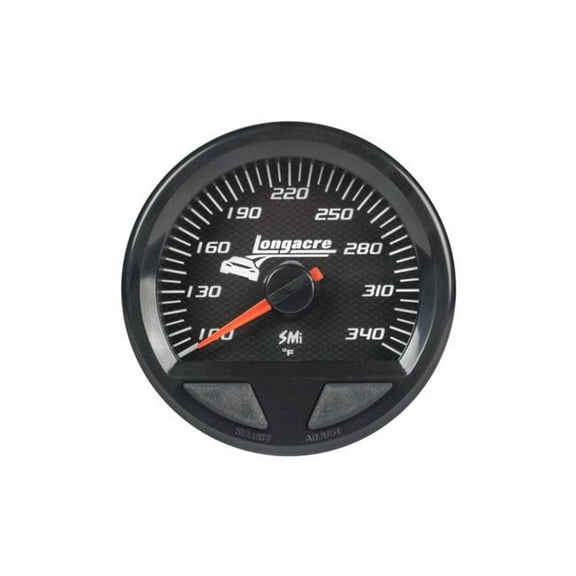 2.625 in. dia. 100-340 deg F Waterproof SMI Oil Temperature Gauge with Stepper Motor Electric Analog, Black