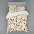 thumbnail image 2 of Beige Duvet Cover Set, Contemporary Illustration of Marine Animals in Retro Style Octopus Crab Seahorse Art, Bedding Set with Shams and Fitted Sheet, 3 Sizes, by Ambesonne, 2 of 3