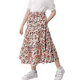 thumbnail image 2 of Maxi Ruffled Skorts for Girls Button Front High Waisted Long Skirt with Belt and Pocket, 2 of 5
