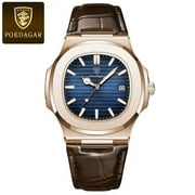 Poedagar luxury man wristwatch business stainless steel quartz men watch waterproof luminous date Square men's watches clock box