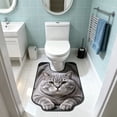 thumbnail image 2 of Ohmyroo U Shaped Toilet Mat, 19.7 x 15.7 In Absorbent Diatom Mud Floor Rug With Cat Design, 2 of 7