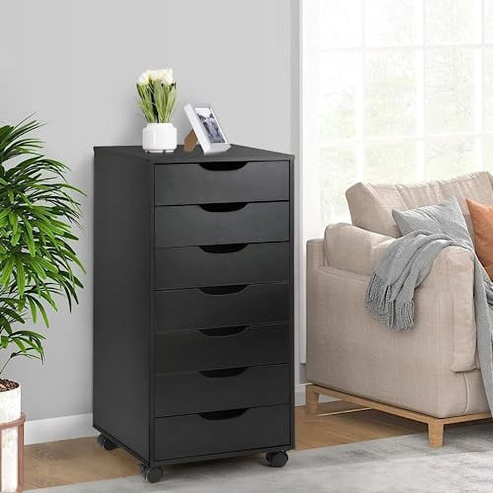 TUSY Vertical File cabinets with Caster Wheels for Home Office, Black