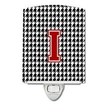 Caroline's Treasures CJ1021-ICNL Letter I Monogram - Houndstooth Black Ceramic Night Light, 6x4x3", multicolor